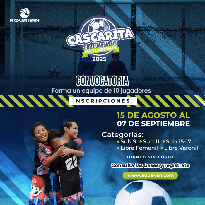 convocatoria torneo futbol cascarita en tu colonia Aguakan
