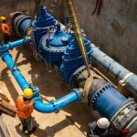 de Aguakan realizando trabajos de mantenimiento en la infraestructura del cárcamo Aeropuerto de Cancún para mejorar el servicio de agua potable.